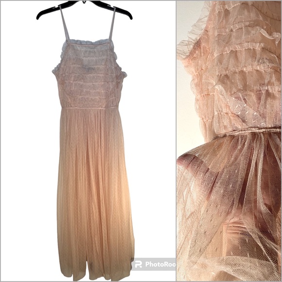 Romeo + Juliet Couture Sheer Feminine Pink Peach Dress - Picture 3 of 12